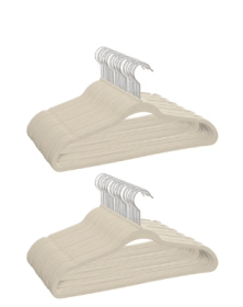 (2 pack) Better Homes & Gardens Non-Slip Velvet Adult Clothing Hangers, Beige, 30 Count