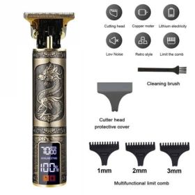 Beard Trimmer Hair Clippers Cordless Hair Cutting Barber Shaving Machine For Men Rechargeable (Option: Copper)