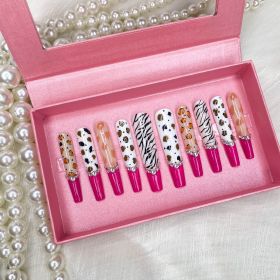 GGDDSHA Nails 10pcs Handmade Press On Nails -GlitterGold Diamond Extra Long Stiletto Reusable Gel UV FinishedFalse Nails, Designer Fashion 3D Han (Option: M)