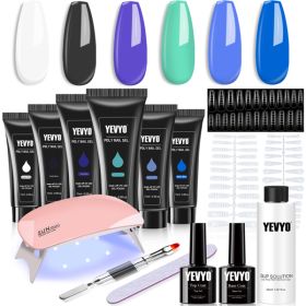 6 PCS Polygel Nail Kits With UV Light, Sliding Solution, Top Primer, Builder Nail Art Tools (Option: Kit)
